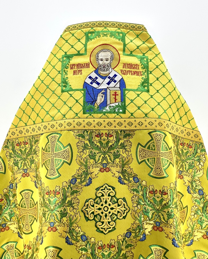 Priest Vestment, Combined, Made of Brocade, with Embroidered Epitrachelion, Embroidery "Mesh"