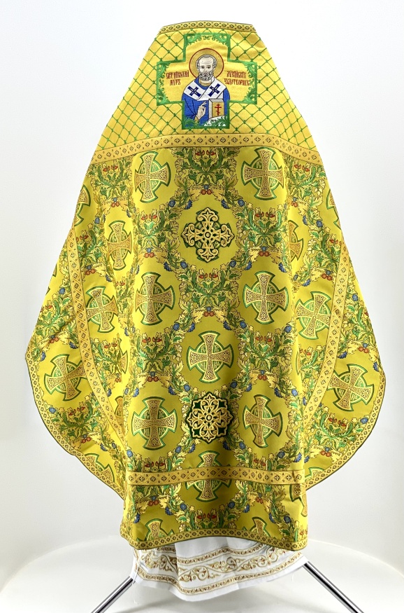 Priest Vestment, Combined, Made of Brocade, with Embroidered Epitrachelion, Embroidery "Mesh"