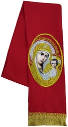Bookmark with the Icon of the Mother of God, red