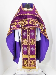 Priest Vestments, Embroidered on Velvet, Embroidery "Rose" with Embroidered Galloon