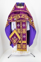 Priest Vestments, Embroidered on Velvet, Embroidery "Rose" with Embroidered Galloon