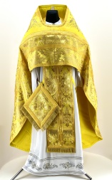 Priest Vestments Combined, Brocade, with Embroidered Epitrachelion, Embroidery "New Pattern"