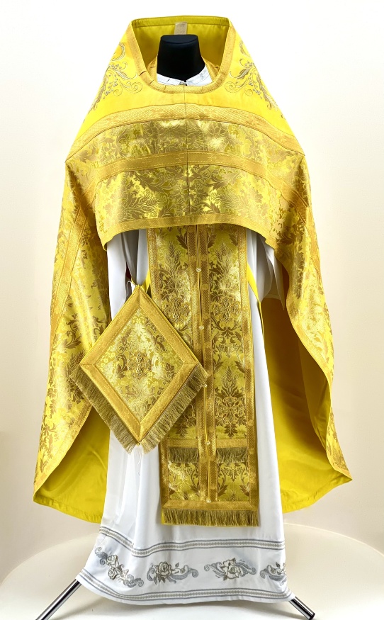 Priest Vestments Combined, Brocade, with Embroidered Epitrachelion, Embroidery "New Pattern"