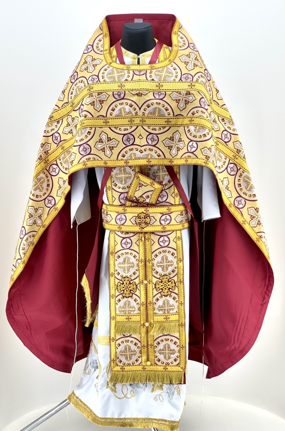 Priest Vestments, made of Turkish brocade with sewn-on galloon