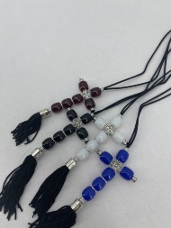 Car Pendant "Acrylic Cross" with Tassel (assorted)