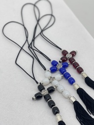 Car Pendant "Acrylic Cross" with Tassel (assorted)