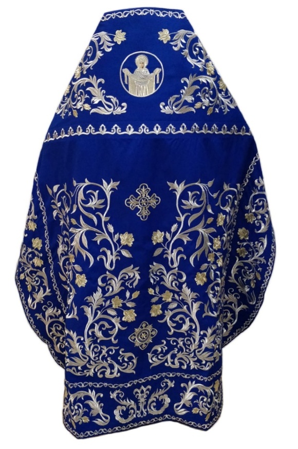 Priest Vestments, Embroidered on Gabardine, Embroidered Center with Embroidered Galloon