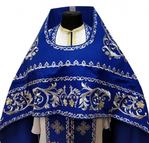 Priest Vestments, Embroidered on Gabardine, Embroidered Center with Embroidered Galloon
