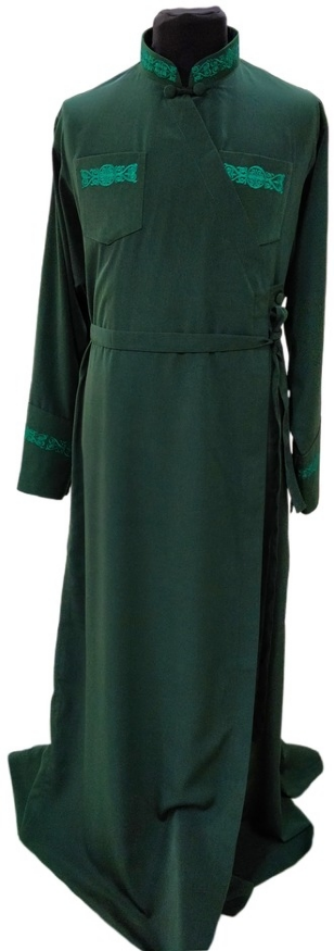 Cassock with Overlap, with Embroidery, Wet Silk Fabric