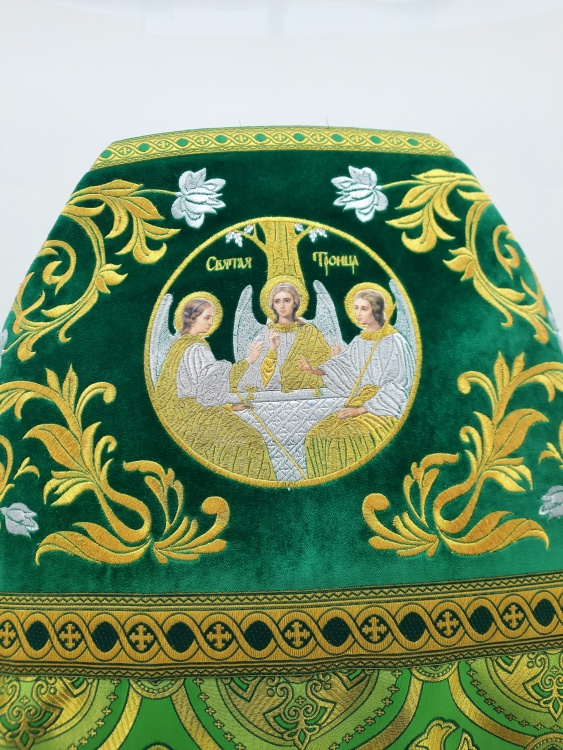Priest Vestment Combined of Brocade "Florovsky Cross", with Embroidered Epitrachelion, Embroidery "Rose"