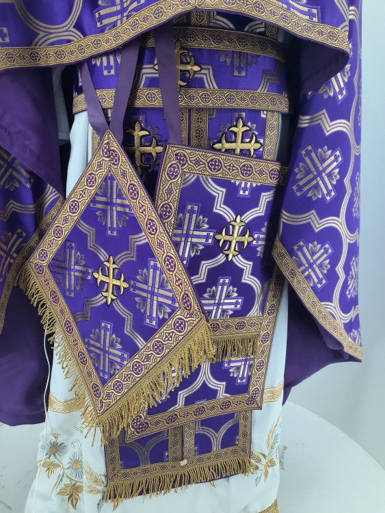 Priest Vestments, Greek Style, Brocade Fabric, with Sewn Galloon
