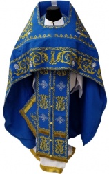 Priest Vestments, Embroidered Gabardine, Embroidered Center with Embroidered Galloon