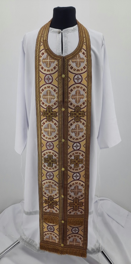 Priest Vestments Combined from Brocade with Embroidered Epitrachelion