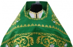 Priest Vestments, embroidered on gabardine, embroidered center with icons and embroidered galloon