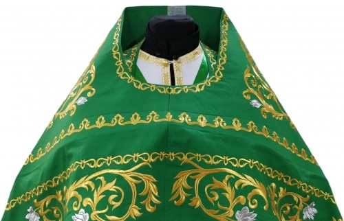 Priest Vestments, embroidered on gabardine, embroidered center with icons and embroidered galloon