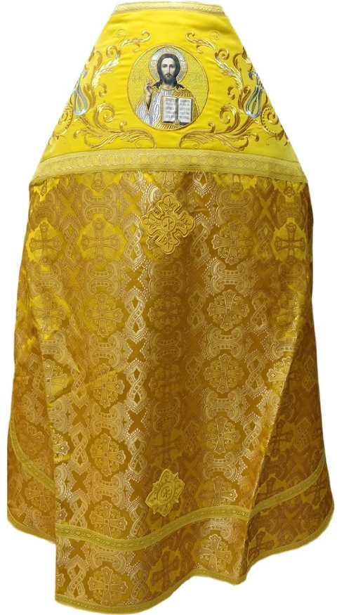 Priest Vestments Combined from Brocade "Greek Cross" with Embroidered Epitrachelion, Embroidery "New Embroidery"