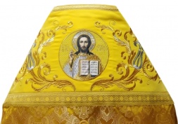 Priest Vestments Combined from Brocade "Greek Cross" with Embroidered Epitrachelion, Embroidery "New Embroidery"