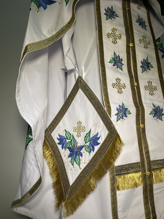 Priest Vestments Embroidered on Gabardine, with Embroidered Icon, Embroidery "Clematis"