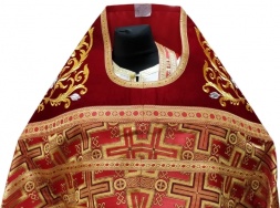 Priest Vestments Combined from Brocade "Lavra Cross" with Embroidered Epitrachelion, Embroidery "Rose"