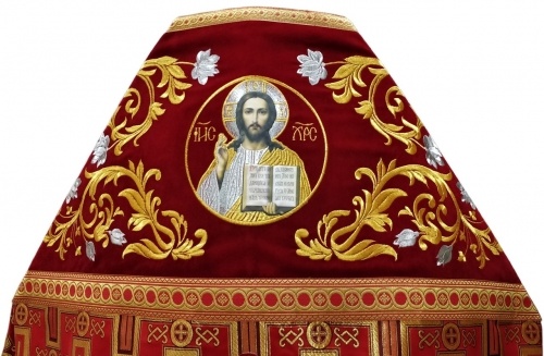 Priest Vestments Combined from Brocade "Lavra Cross" with Embroidered Epitrachelion, Embroidery "Rose"