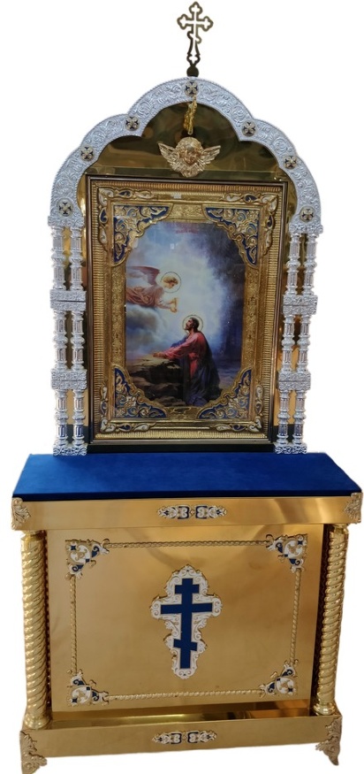 Icon Case on 3 Columns with the Icon of the Prayer for the Chalice