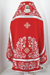 Embroidered Priest Vestments on Gabardine, "Rose" Embroidery with Sewn Galloon