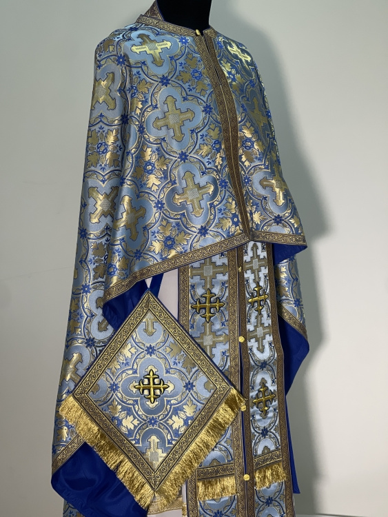 Greek Style Vestment, Brocade Fabric with Sewn Galloon