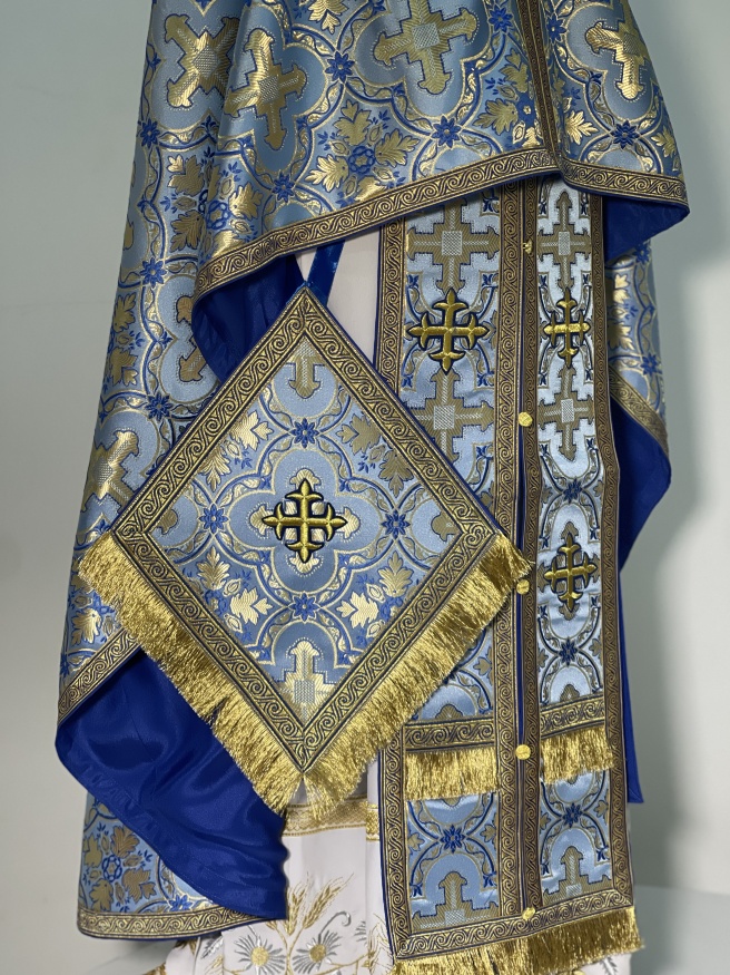 Greek Style Vestment, Brocade Fabric with Sewn Galloon