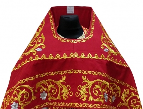 Priest Vestments, Embroidered on Gabardine, Embroidered Centre with Embroidered Galloon