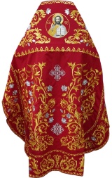 Priest Vestments, Embroidered on Gabardine, Embroidered Center with Embroidered Galloon