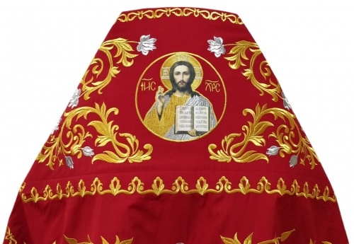 Priest Vestments, Embroidered on Gabardine, Embroidered Center with Embroidered Galloon