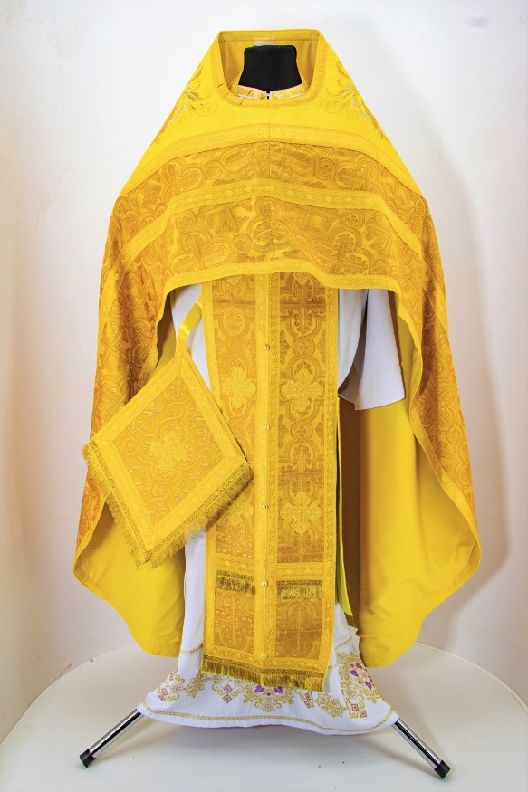Priest Vestments Combined Brocade with Embroidered Epitrachelion, Embroidery "New Pattern"