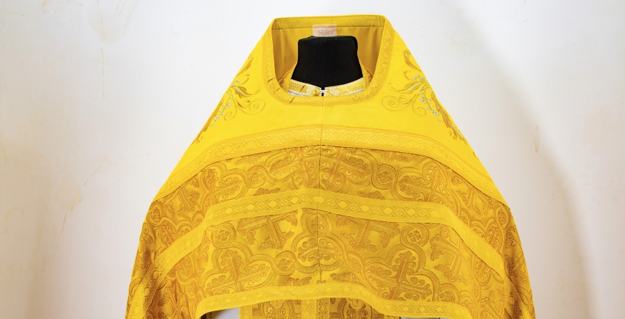 Priest Vestments Combined Brocade with Embroidered Epitrachelion, Embroidery "New Pattern"