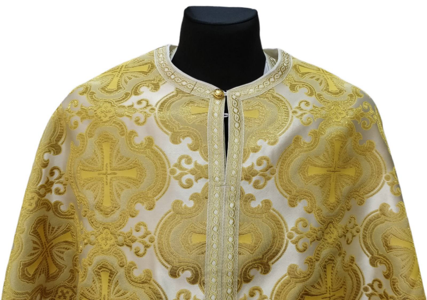 Priest Vestments, Greek Style, Brocade Fabric with Sewn Galloon