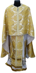 Priest Vestments, Greek Style, Brocade Fabric with Sewn Galloon