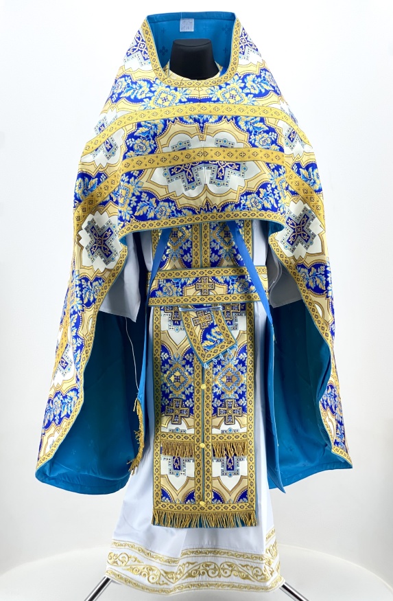 Priest Vestments, Brocade with Sewn-in Galloon