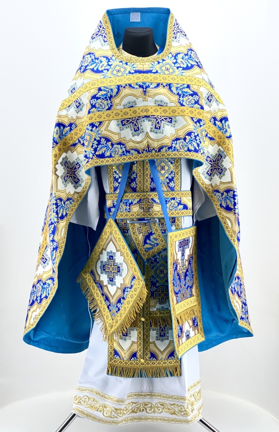 Priest Vestments, Brocade with Sewn-in Galloon