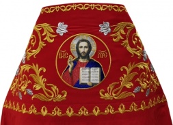 Priest Vestments, embroidered on gabardine, embroidered center with icons and embroidered galloon