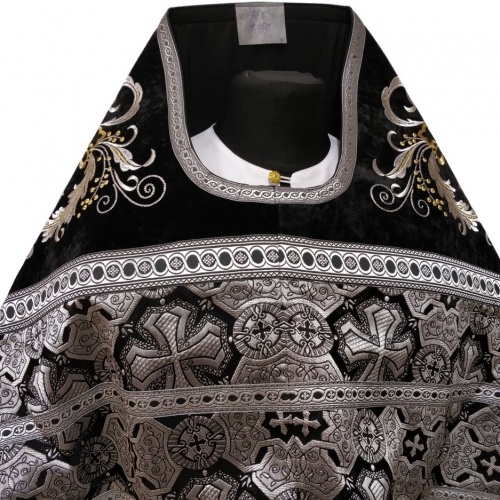 Priest Vestment Combined from Brocade "Athonite Cross" with Embroidered Epitrachelion, Embroidery "New Embroidery"
