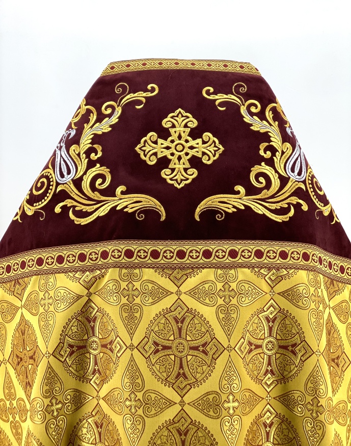 Priest Vestments Combined from Brocade with Embroidered Epitrachelion, Embroidery "New Embroidery"