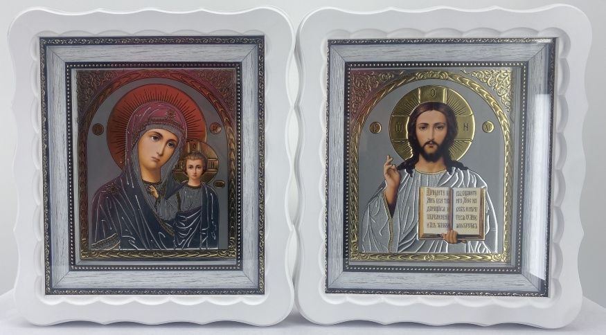 Icons "Wedding Couple" lettered, grey, white, without coating, 27x25cm