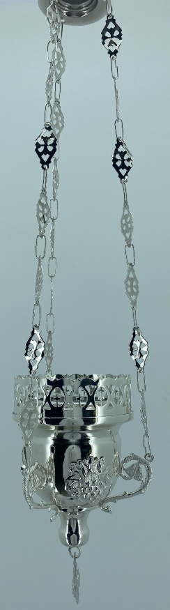 Hanging Vigil Lamp "Greek Grapevine" Nickel-Plated