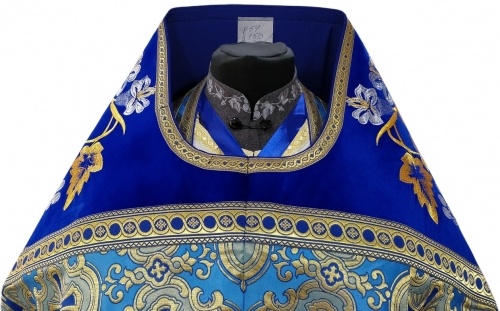 Priest Vestments Combined from Brocade "Paschal Cross" with Embroidered Epitrachelion, Pattern "Lily"