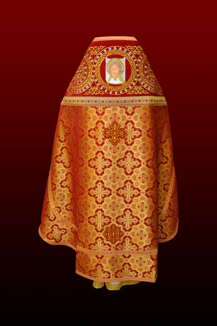 Priest Vestment Combined Brocade "Sunflower" with Embroidered Epimanikia, Embroidery "Circle"
