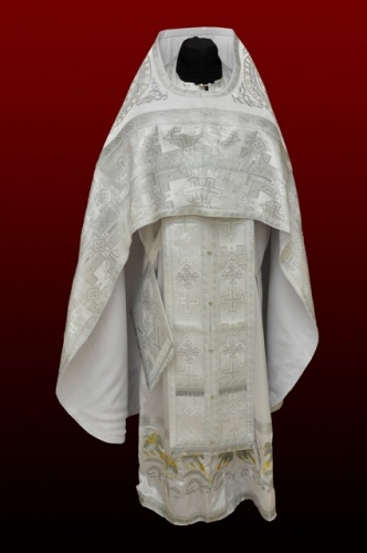 Priest Vestment Combined Brocade "Sunflower" with Embroidered Epimanikia, Embroidery "Circle"