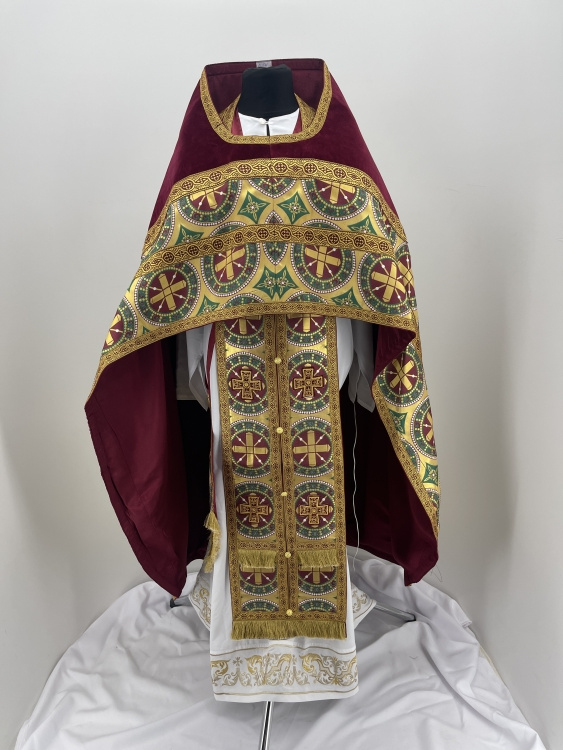 Combined Vestment with Embroidered Icon on Velvet