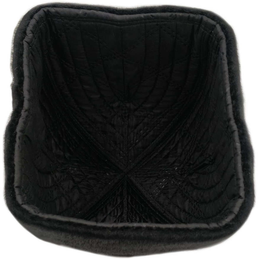 Winter Skufia, synthetic padding lining + beaver turned-up brim, tiara style, cashmere