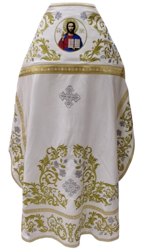 Priest Vestments, Embroidered on Velvet, "Rose" Embroidery with Sewn Galloon