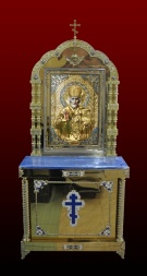 Icon Case with 3 Columns and an Icon of Saint Nicholas