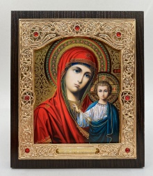 Icon of the Mother of God "Kazan" (color - gold) 15x18